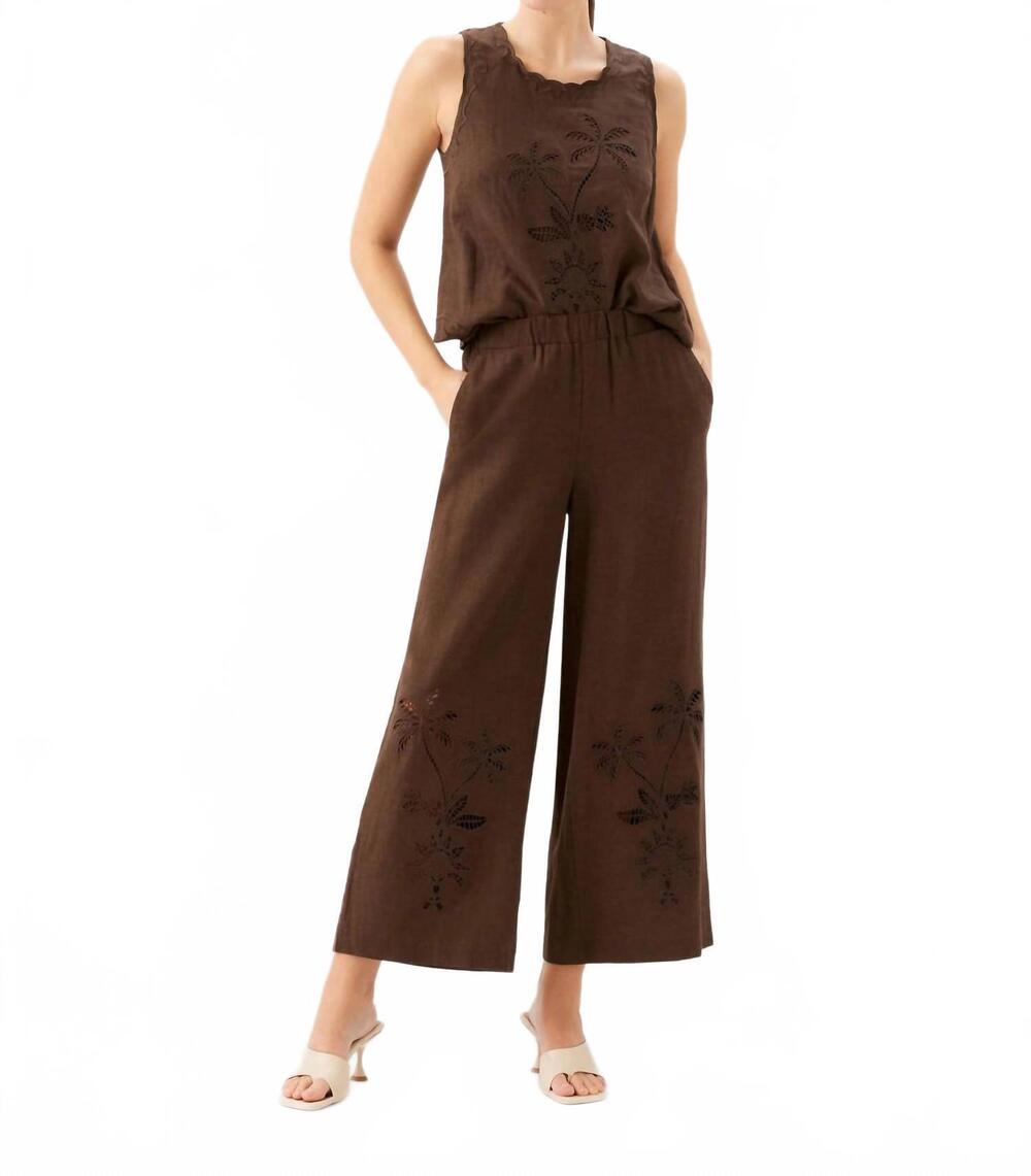 NEW FIFTEEN TWENTY women's elina embroidered top in brown